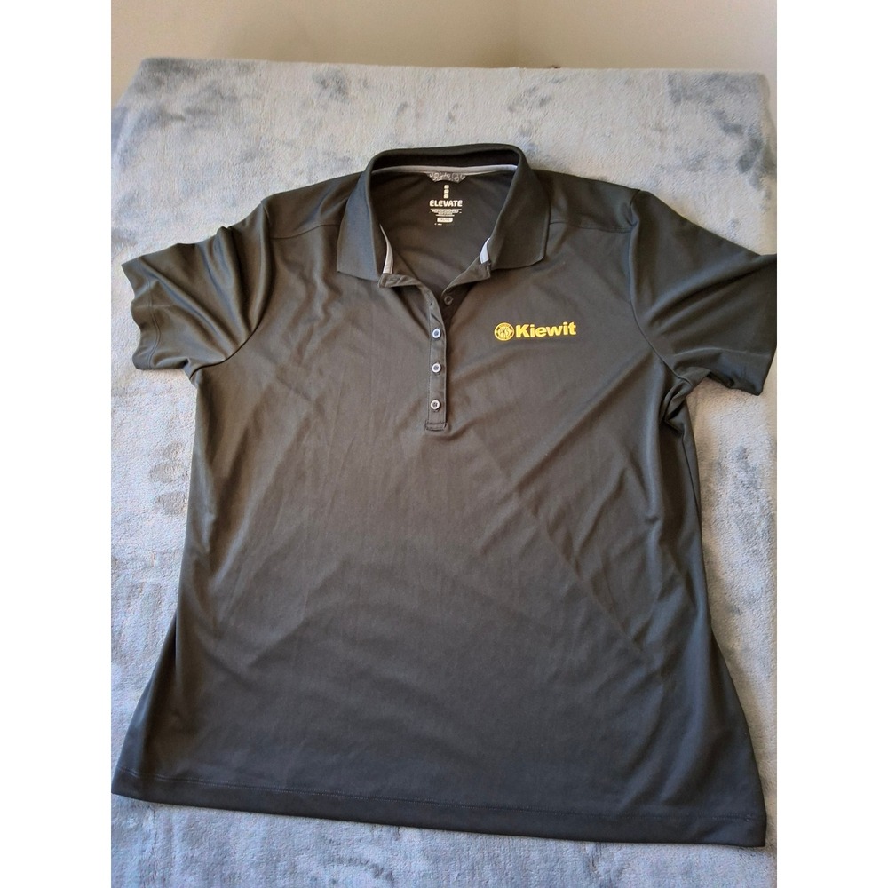 Elevate Womens Black‎ Kiewit Logo Performance Polo Shirt XL Short Sleeve Top